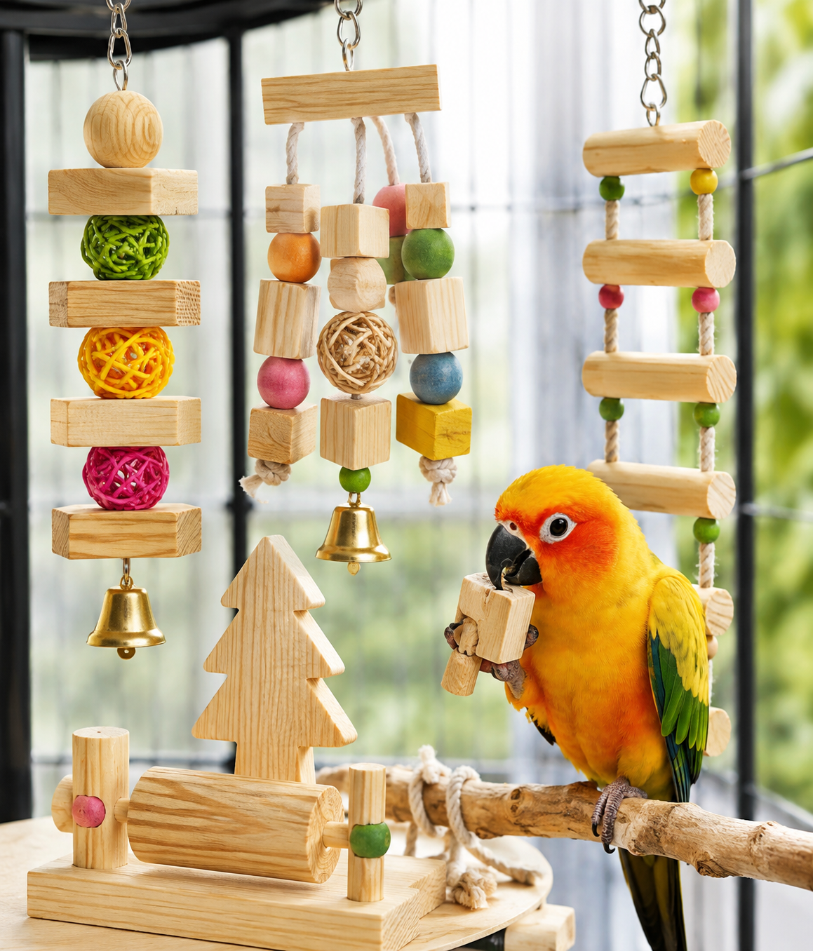Pine Wood Bird Toys